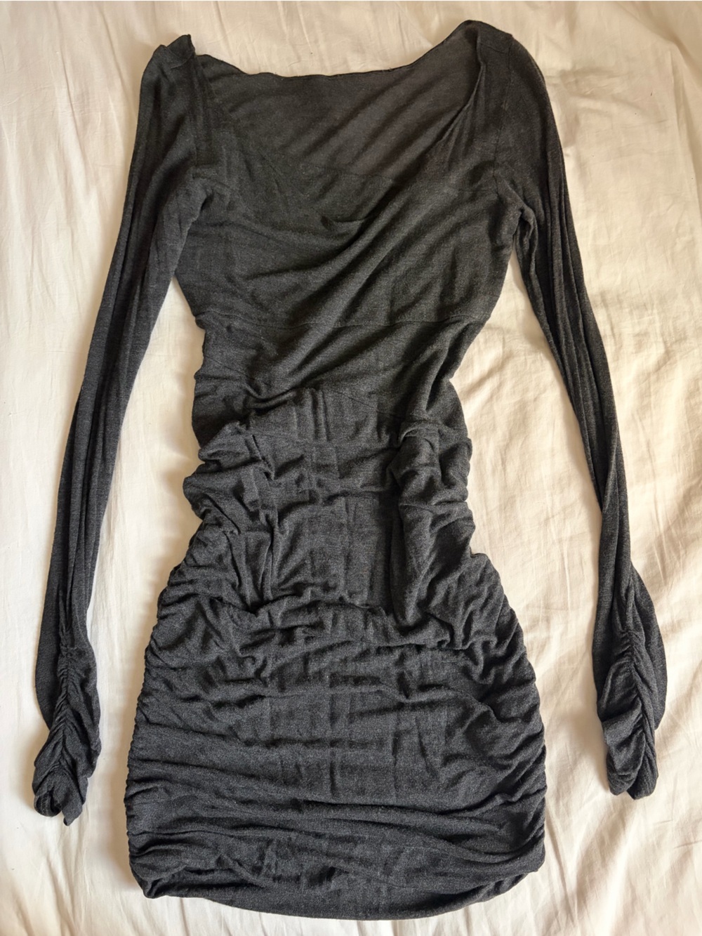 Grey Long Sleeve Bodycon Dress